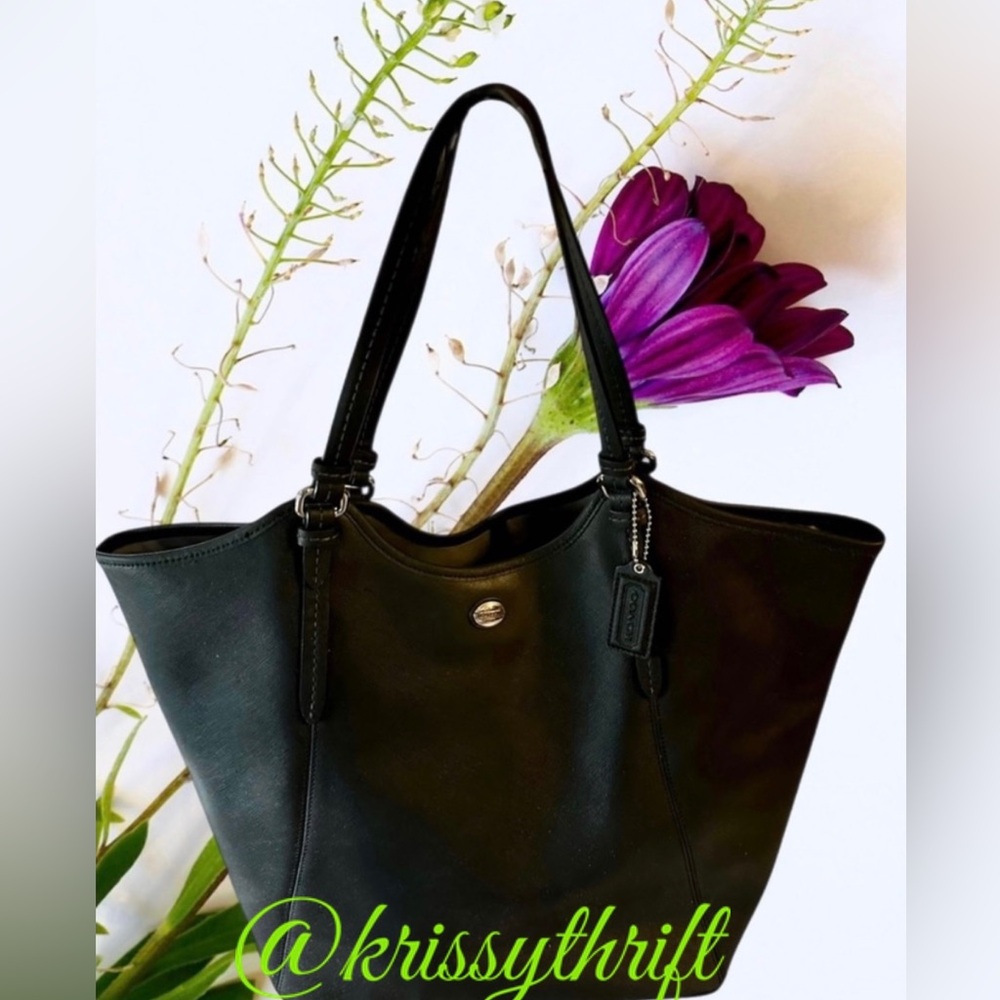COACH Peyton Black Saffiano Leather Large Tote No. H1393-F26103